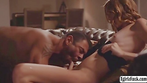 Ts crystal thayer is deep throating stepdaddy's cock