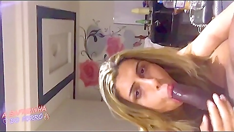 Blonde amateur gets her mouth stuffed with a lot of cum