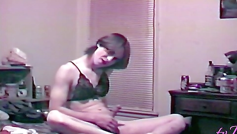 Sexy lingerie show of a hot brunette with a nice body