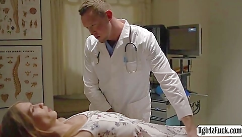 Male doctor gets his dick deep-throated by a blonde nurse