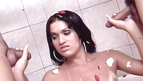 Latina teen enjoys anal sex with two cocks in a threesome