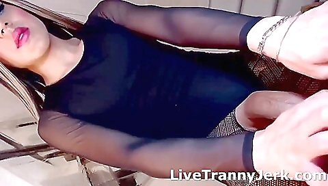 Sexy babe with a sexy body enjoys her big cock in her lingerie