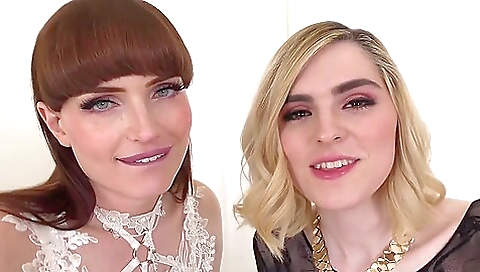 Blonde and brunette girls have anal threesome in the kitchen