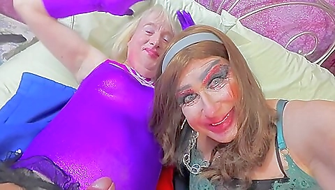 Busty blonde plays with a big dick in her sexy lingerie