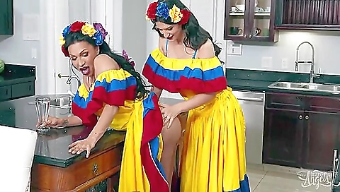 Gorgeous brunette and her big black booty in a porn film