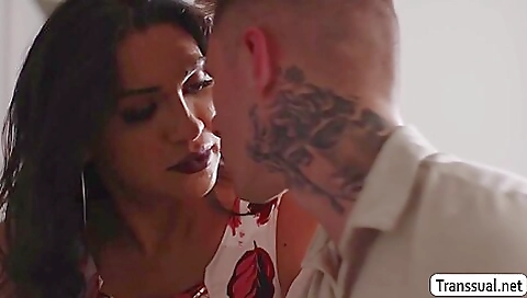 Brunette babe gives her stepson an ass and makes him cum