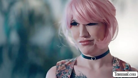 Bareback and anal sex for a red-haired teen with tattoos