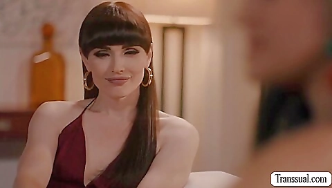 Brunette babe with a big black cock gets her pussy deep throated