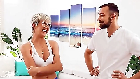 Blonde shemale gets a big black dude to fuck her 24/7